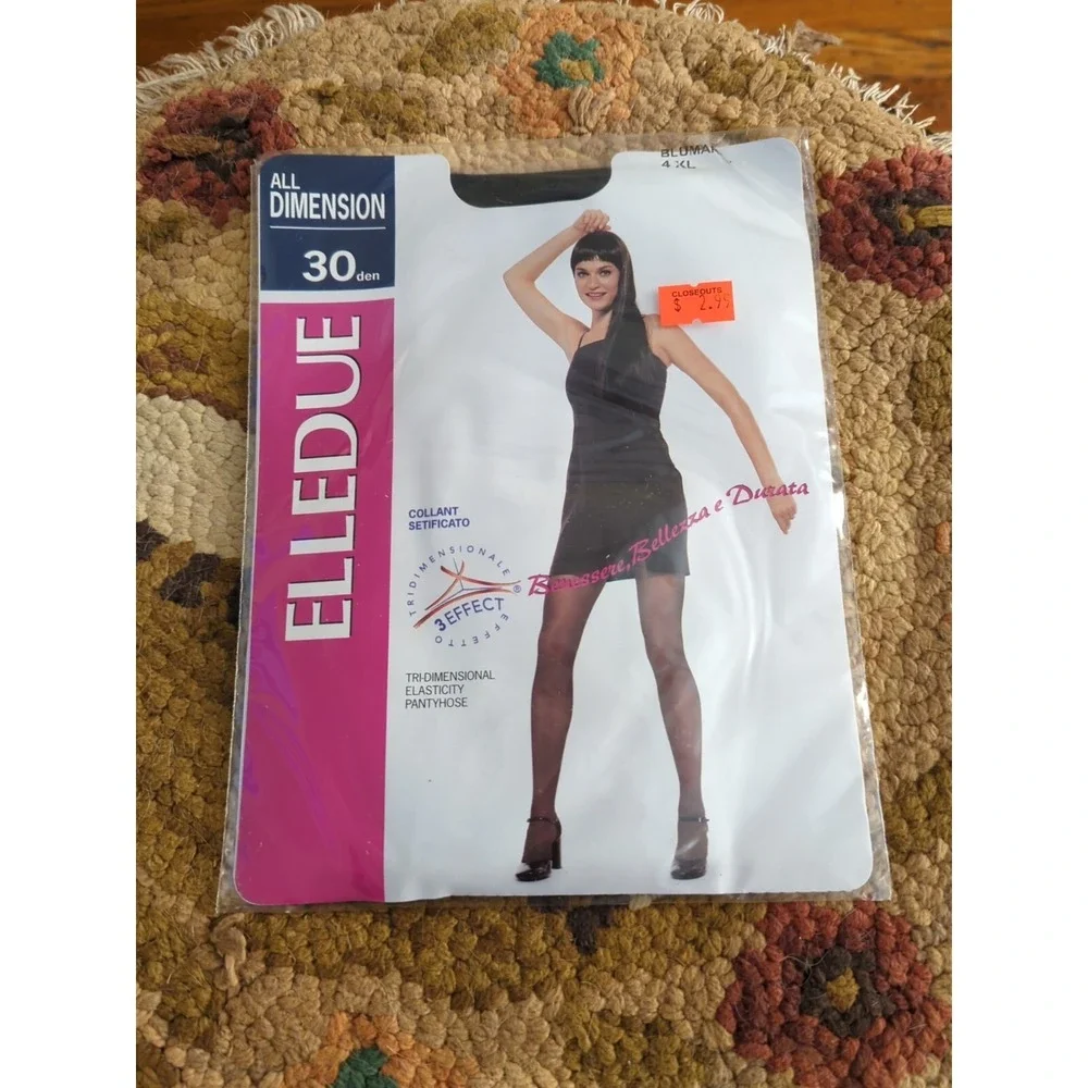New‎ ELLEDUE 30 Denier Tri-Dimensional Pantyhose BluMarine Blue Size 4 XL